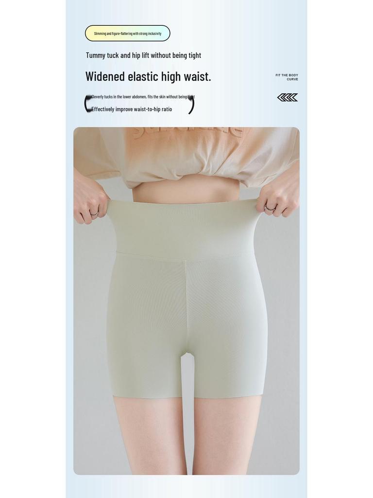 Women's High-Waisted Seamless Tummy Control Yoga Leggings - Grey Shark Summer Safety Pants, Anti-Exposure, Thin Outerwear