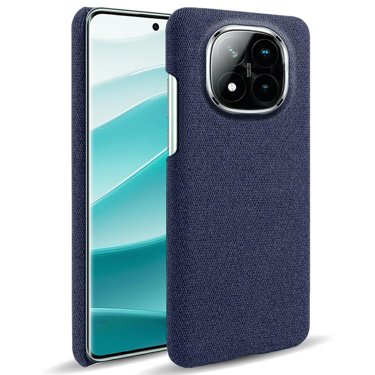 

For Xiaomi Redmi Note 14 Pro+ 5G Phone Case Cloth Texture Anti-Scratch Protective PC Back Cover Blue