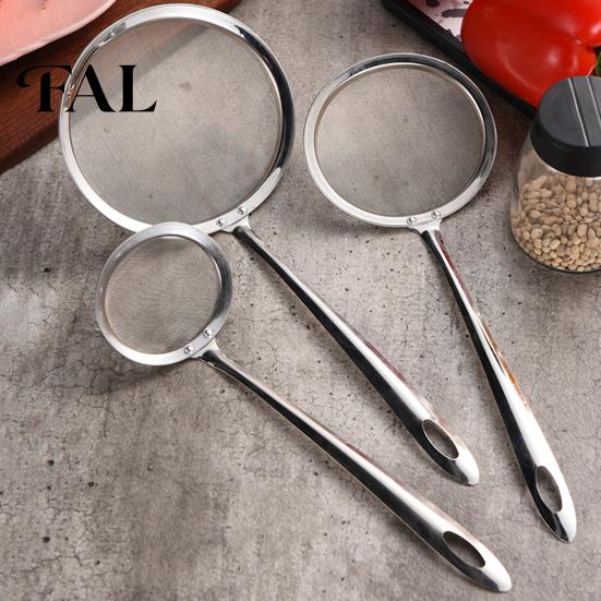 Stainless Steel Strainer 3Pcs Sieve Spoon Durable Fine Mesh Oil Rivet-reinforced Filter Sturdy Long-lasting for Home Kitchen Welded