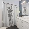 Funny Skeleton Couple Halloween Shower Curtain With Wedding Theme Pattern, Humorous Bathroom Decor For Couples Gift Idea