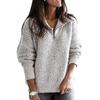 Maglione Pullover da Donna con Cerniera Revers Manica Lunga Largo in Maglia Tinta Unita