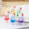 1Pcs Realistic Mini Ice Cream Soda Cup Keychains With Cherry Topping Bright Colors For Bag Decoration And Small Gifts