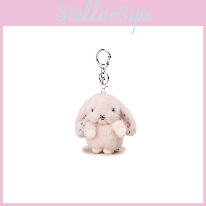 Euro Garden Floral Plush Bunny Keychain With Ears For Backpack And Keys