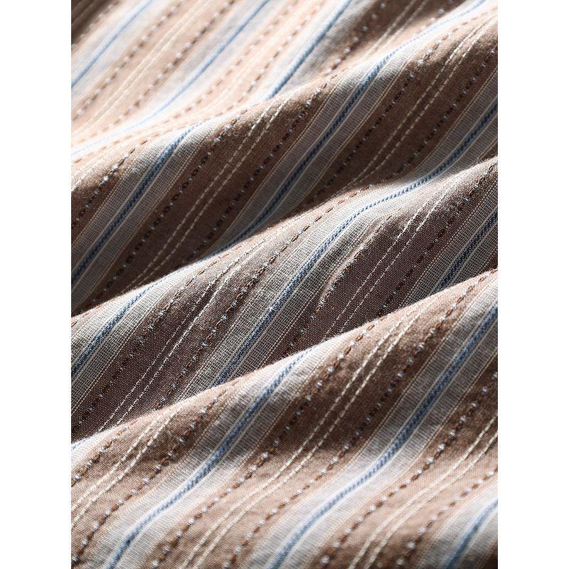 Vintage American Shirt Men Short Sleeve Stripes Summer Pure Cotton Retro Outwear Export Men's Casual Shirt