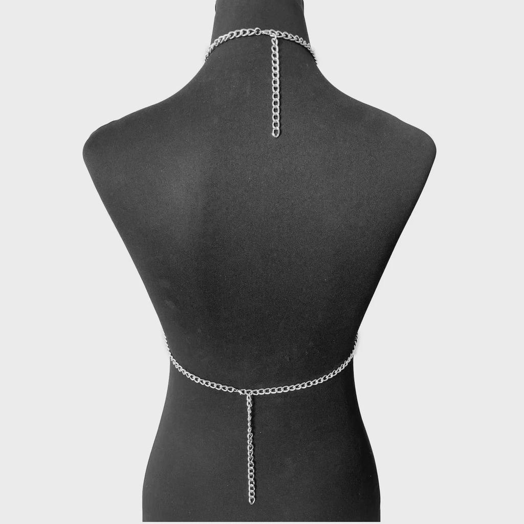 Yueran DL0001: Women's Metal Chain Halter Neck Mesh Vest