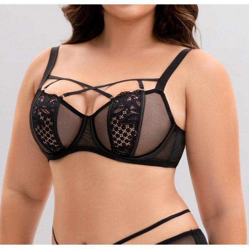 Große Damengrößen Dünner Spitzen-BH Für Große Oberweite Push-up Anti-Hängen Sexy Unterwäsche