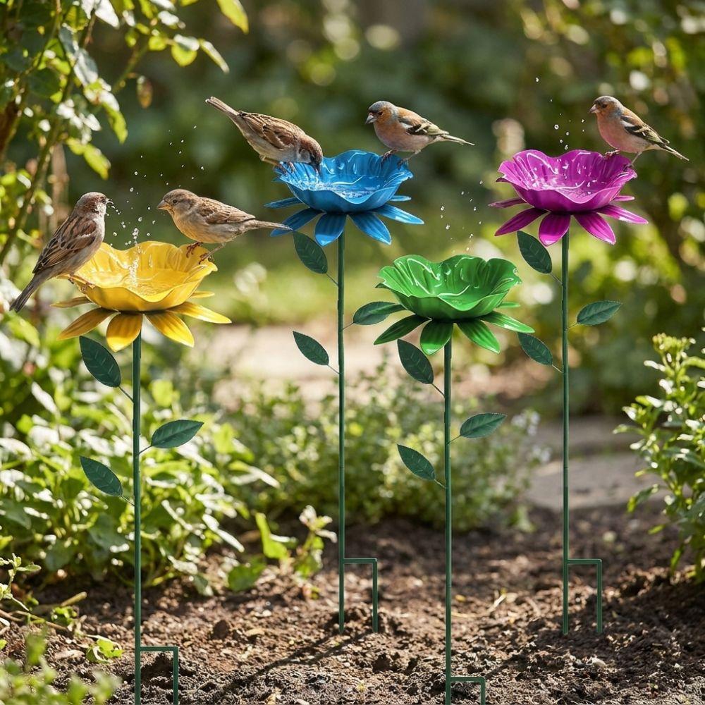 Handcrafted Metal Garden Birdbath Weather Resistant Bee Watering Station Lawn Decor