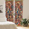 Ambesonne Bohemian Curtains   Patchwork Inspired Squares with Mandala Blooms and Folk Geometric Art   Window Treatments 2 Panel Se