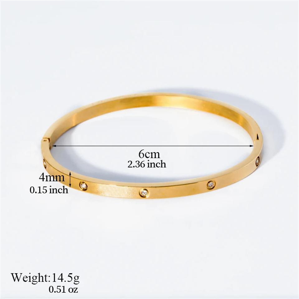 ZAKOL Bracciali Rigidi Geometrici Classici in Acciaio Inossidabile con Zirconi Squisito Colore Oro Regalo di Compleanno Zirconi per Donne