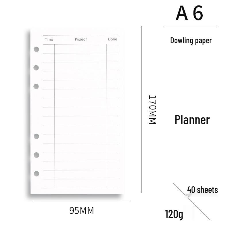 A6 Loose-Leaf Multi-Functional Planner: Daily/Weekly Plan & Accounting Inserts - Removable Inner Pages Replacement