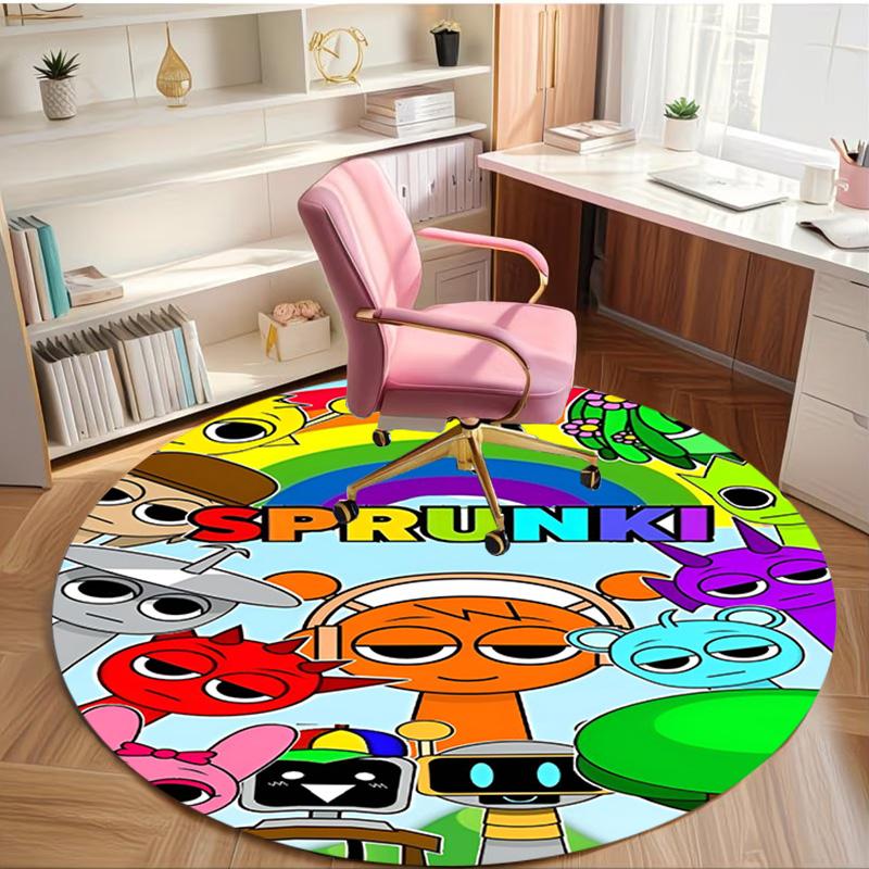Sprunki Game Print Round Rug, Washable Floor Carpet, For Entryway Dorm Laundry Room Office Study, Home Decor Birthday Christmas Gift