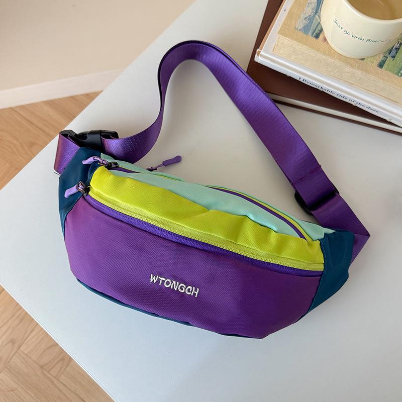 Modische Dopamin-Kontrast-Bauchtasche für Jungen und Mädchen, same Outdoor-Sport Bergsteigen tragbare Nylon-Umhängetasche Kinder Brusttasche