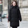Brand mother down jacket medium and long foreign style middle-aged large size warm jacket solid color thickened white duck down coat