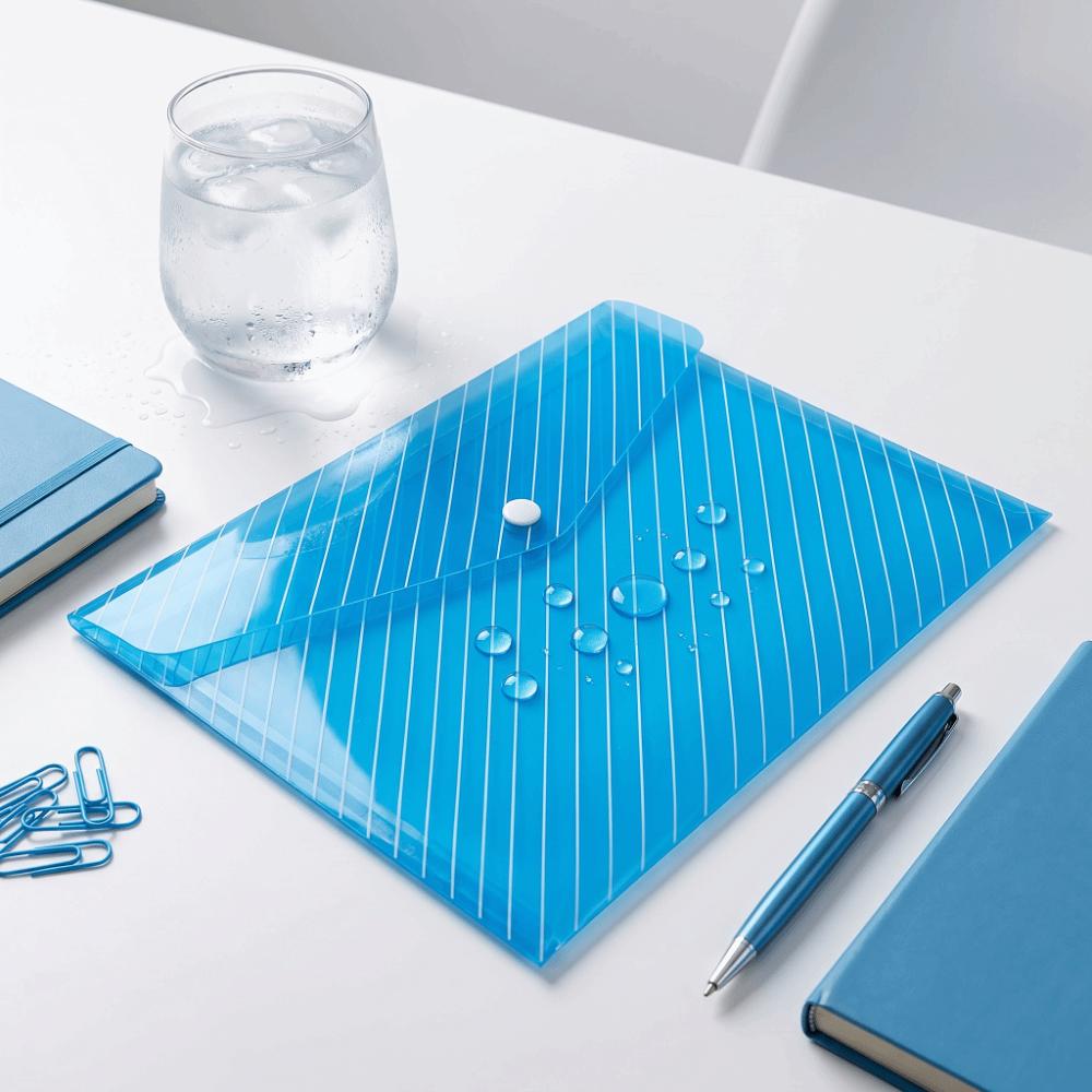 20 pcs Clear Plastic A4 File Folders Multi Color Exam Paper Storage Bag School Supplies