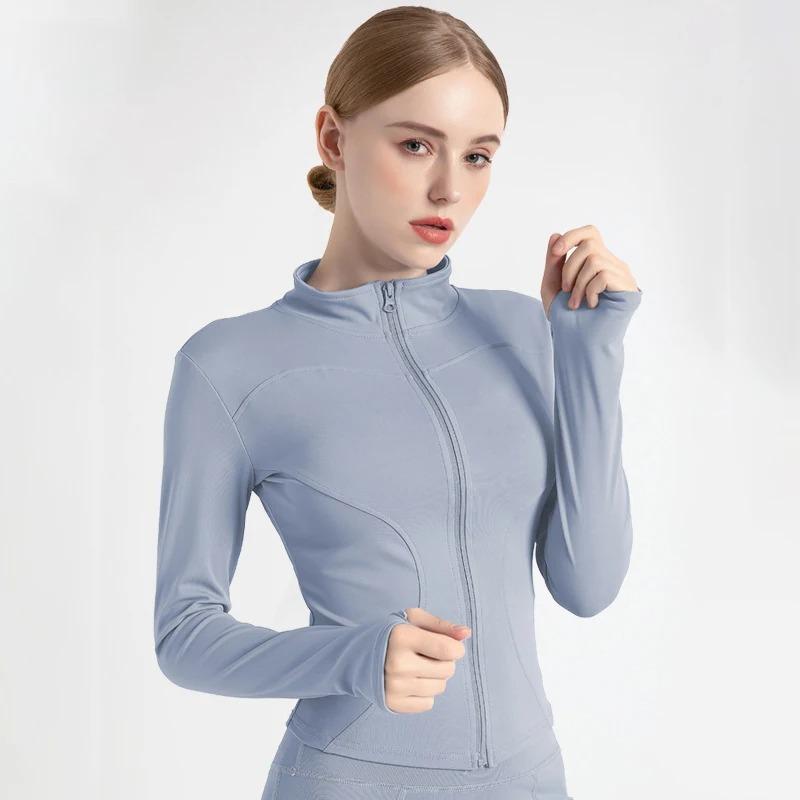 Long Sleeved Women Jacket Quick DryingTight Yoga Suit For Slimming Fitness Running Yoga Sports Zipper Stand Collar Casual Jacket
