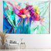Blue Flower Oil Painting Tapestry Wall Hanging Hippie Tapez Simple Art Living Room Aesthetic Room Decor