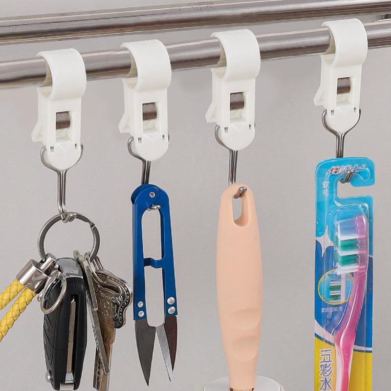 4-12pcs Tube Clamp Hook Kitchen Bathroom Multi-function Hanger Hook Clasp Towel Rack Pipe Clip Hooks Removable Clamp Towel Hooks