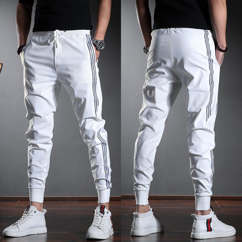 Men's 2024 Ice Silk Ankle-Length Casual Sports Pants - Summer Thin Tencel Korean Slim Fit Trousers