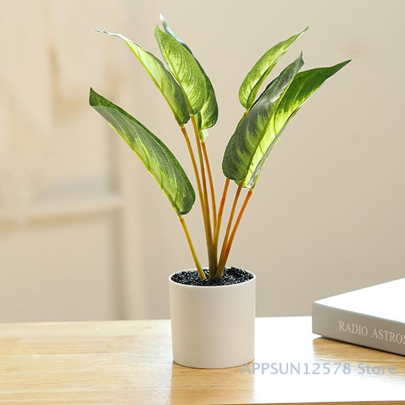 Fake Flowers And Leaves Green Plant Bonsai Creative Indoor Simulation Flower Artificial Plant Simulation Pot