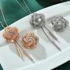 Autumn And Winter Long Rose Flower Necklace Temperament Versatile Net Flower Zircon Versatile Sweater Chain High Sense