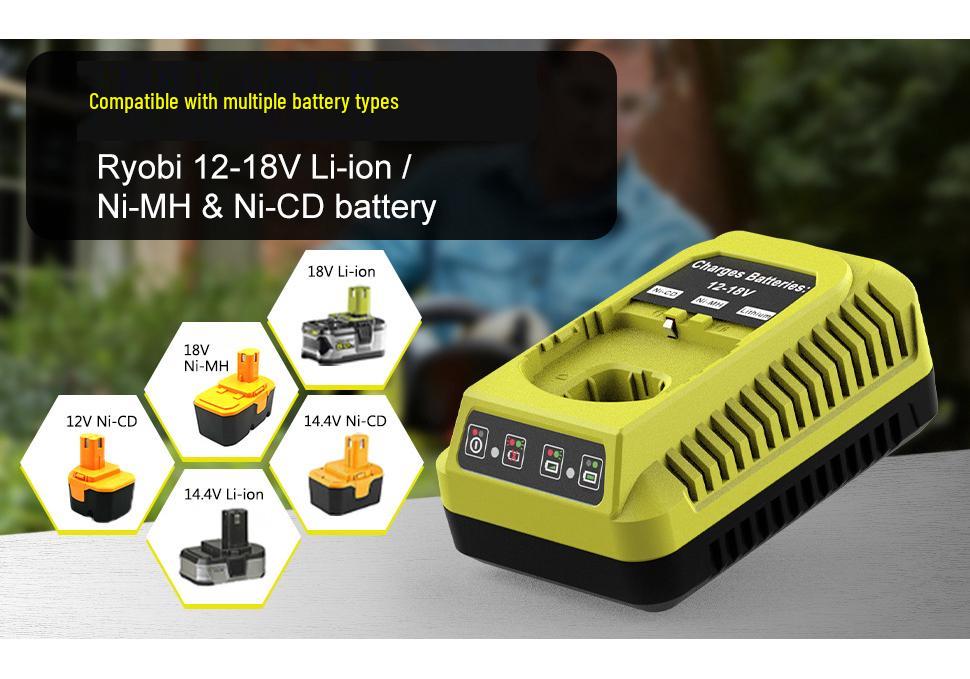 Compatible Charger for RYOBI 12V-18V Ni-Cd/Ni-MH/Lithium Batteries (Model P117)