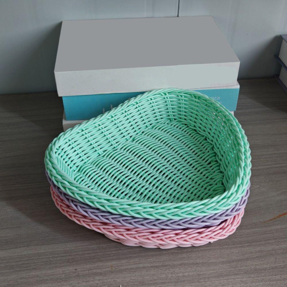 Plastic Wicker Basket Hand Woven Storage Basket New Picnic Serving Basket Fruit Display