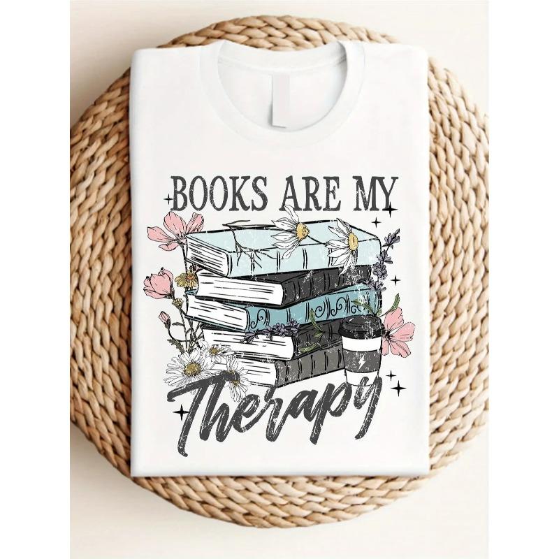 European size Book Lover T-Shirt, Books Are My Therapy T-Shirt, Funny Reading Shirt, Nerdy Graphic T-Shirt, Cute Gift for Readers