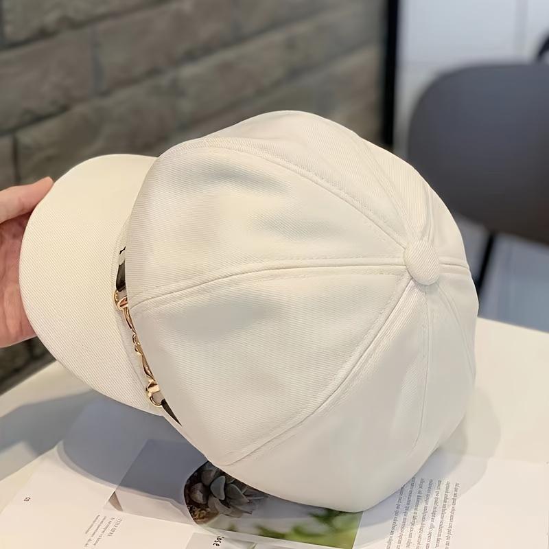 1pc Easter Holiday Beret with Metallic Belt Buckle Lightweight Woven Inelastic Adjustable Drawstring Closure Fashionable All-Match Cap
