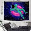 Tapisserie Astronaute Galaxie Trippy 2D, Tapisserie Fluorescente UV pour Chambre d'Étudiant