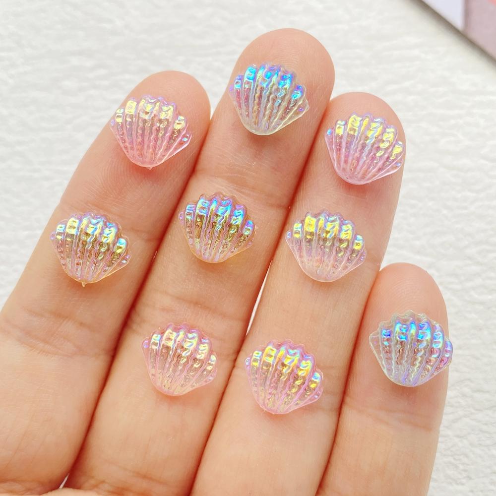 100Pcs Cute Mini Cartoon Brilliant Seashells Nail Art Resin Designer Charms DIY Craft For Nail 3D Decorations Jewelry