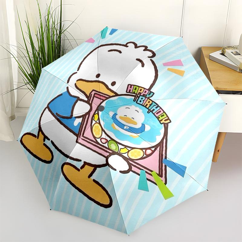 

1pc Happy Birthday Duckie Gift Set with Automatic Opening Umbrella - Portable Tri-Fold Design, 8-Bone Iron Frame Outdoor Umbrella, Perfect Festival Gi