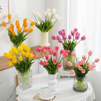 High-End Realistic Tulip Simulation Flower Hand-Held Design Parrot Tulip Faux Tulip Flower Flower Arrangement Real Touch Tulip