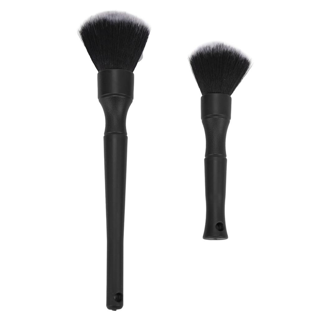 2pcs Soft Car Detailing Brush Set Multi Purpose Automotive Cleaning Brush Universal for AutoBlack