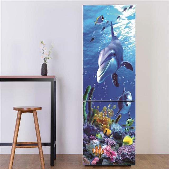 Underwater World Fish Sticker For Fridge Door Adhesive Waterproof Furniture Decoration Poster Wall Decal Kids Room Home Decor