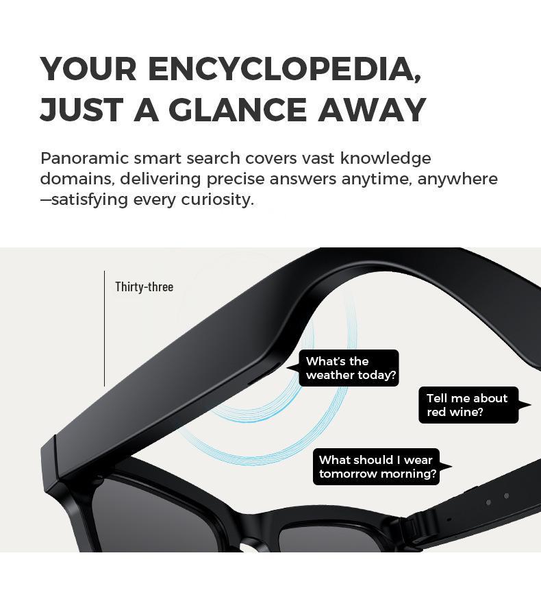 Smart AI Glasses: Photo/Video, Real-time Translation, Object Recognition, ChatGPT, Bluetooth Calls, Music