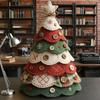 Fabric Christmas Tree Figurine Handmade Multi-layer Felt Xmas Tree Ornament with Buttons And Star Topper Holiday DIY Patchwork Craft for Home Office