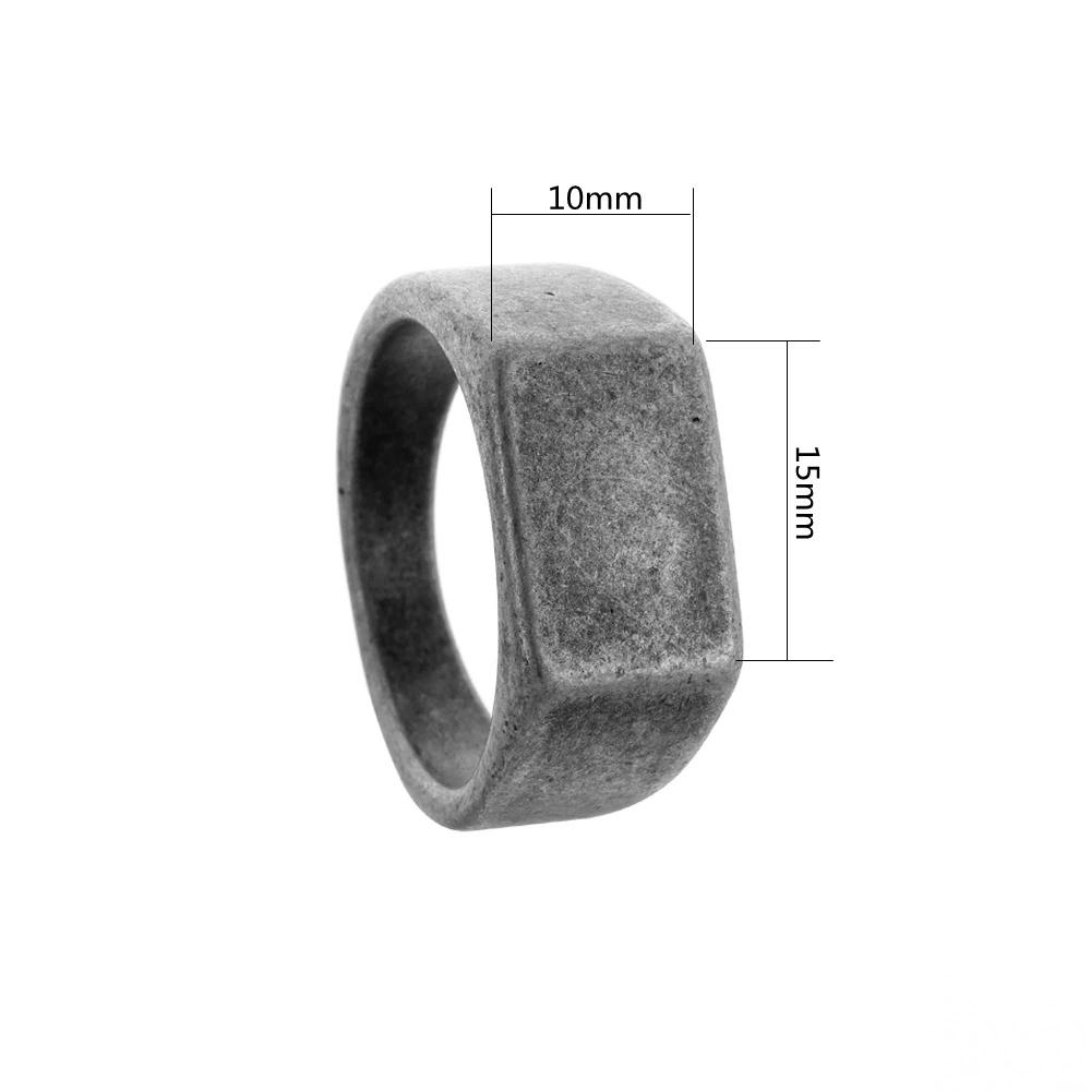 HNSP 316L Stainless Steel Viking Rune Signet Ring For Men Vintage Jewely Finger Accessories Male US Size