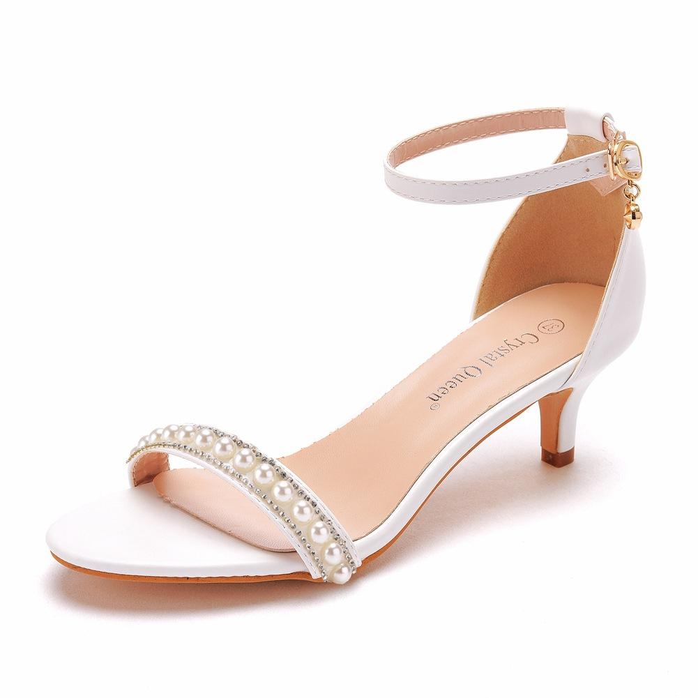 Plus Size 35-45 Party Evening Wedding White Shoes for Women Summer High Heel Buckle Strap Sandals Casual Sandalias De Mujer
