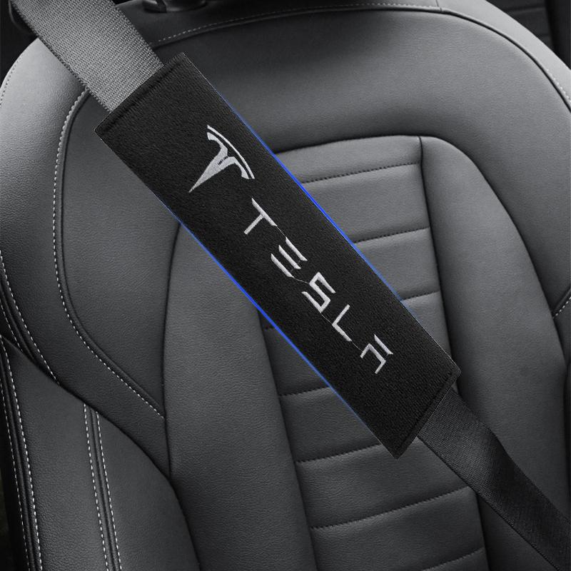 2Pcs Car Safety Belt Shoulder Cover Pad Plush Seat Belt Shoulder For Tesla Model 3 Model X S 2016-2020 Decals TM3 TMX TMS Decal