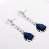 Huitan Gorgeous Waterdrop Blue Cubic Zirconia Long Hanging Earrings for Women Wedding Anniversary Party Elegant Female Zircon