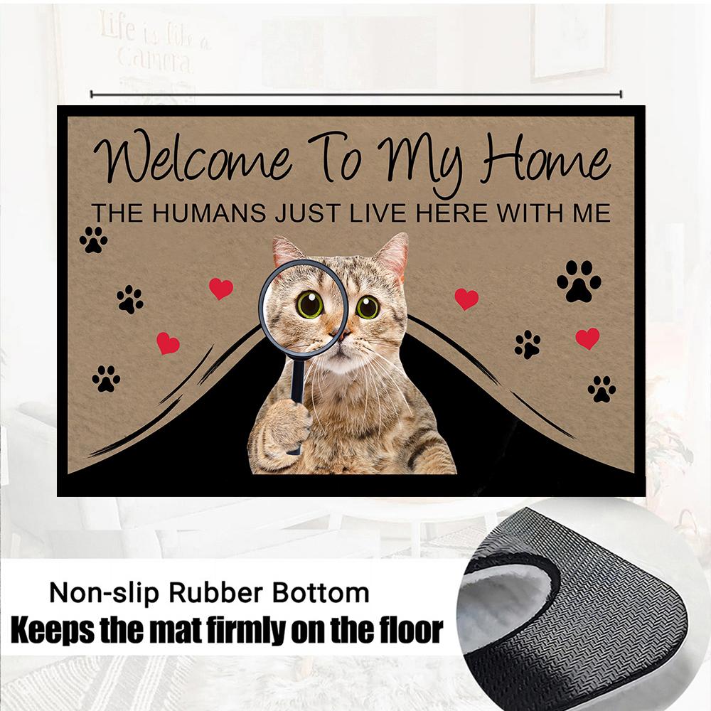 Personalized Dog Cat Welcome Mat,Custom Doormat Personalized With Pet's Po Name,Anti-slip Rubber Floor Mats,Ins Style Rug