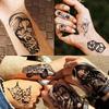 6 arkuszy duże tymczasowe tatuaże Chicano dla mężczyzn kobiety dorosły Guadalupe Gangster fałszywe tatuaże naklejki realistyczne Halloween czarna dekoracja tatuaż meksyk