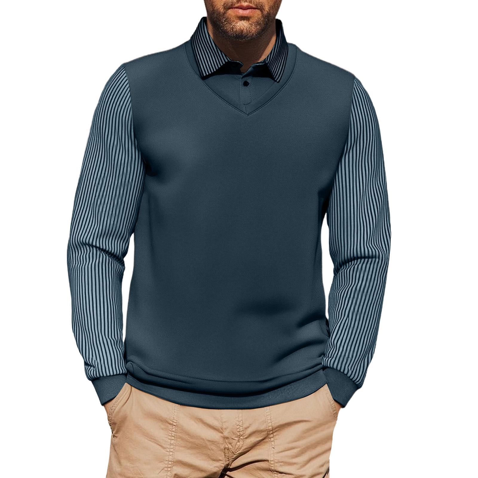 

Men T-Shirt Leisure Flip Collar Long Sleeves L армія зелений колір