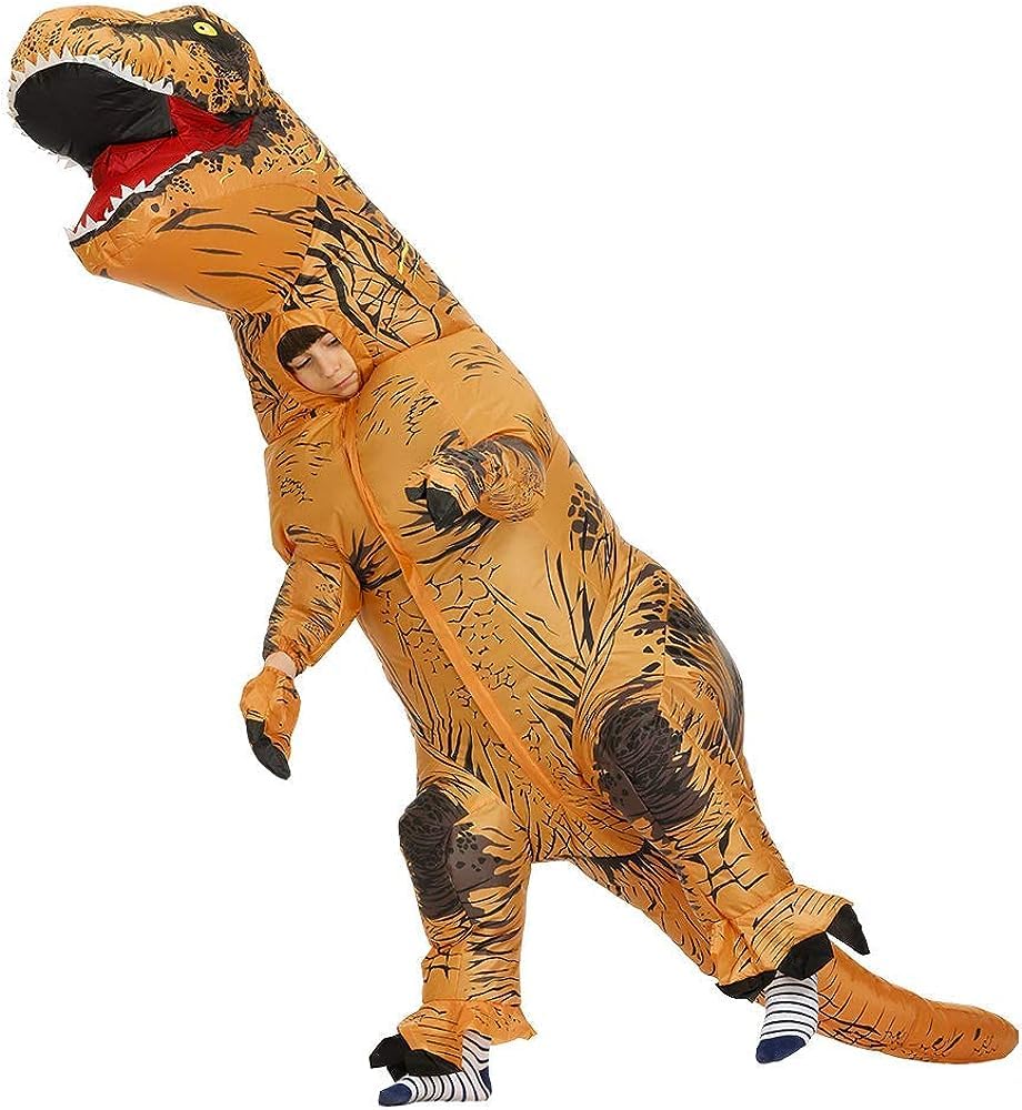 Aufeeky Cadılar Bayramı Dinozor Binici Kigurumi T-Rex için Şişirilebilir Canavar Partiler Çocuklar İçin, Hava Dolu Kostüm, Hafif,