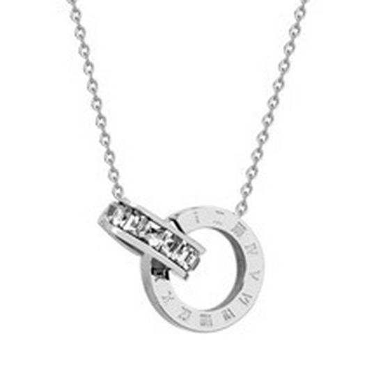 Women's Silver Titanium Steel Necklace with Micro-Inlaid Zircon - Elegant, Durable Clavicle Chain Jewelry