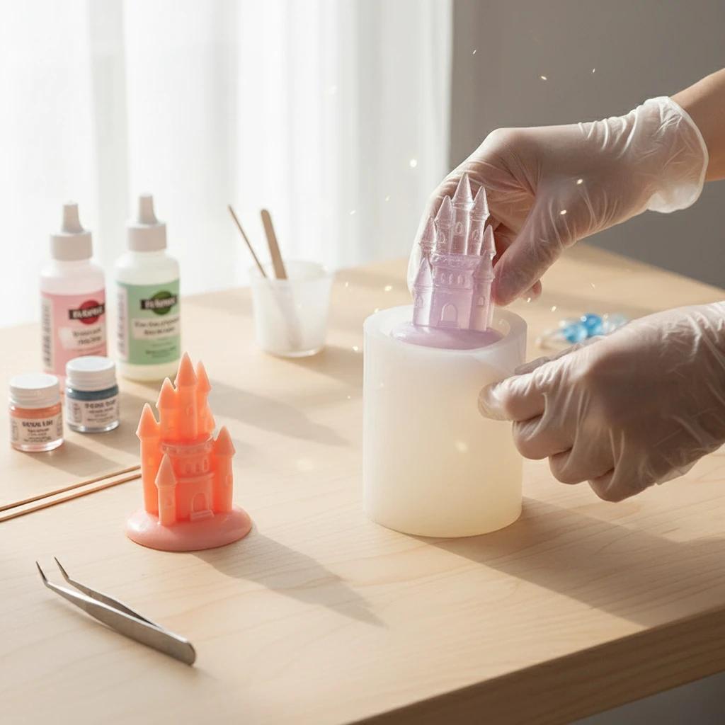 Princess Castle Mirror Surface Silicone Mold with 3D Design for DIY Aromatherapy Plaster Craft Making Home Decoration