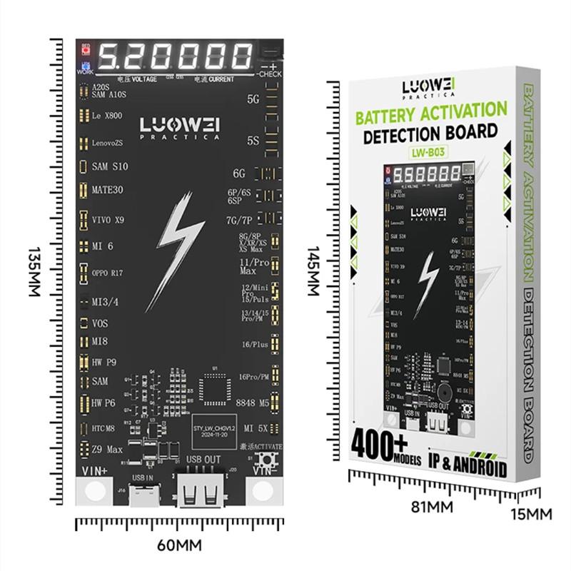 LUOWEI LW-B03 Battery Activation Detection Board For IP 5G-16 Pro Max Android Battery Fast Charge One-button Activation Tool