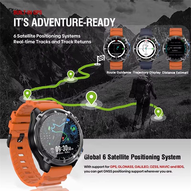 2026 GPS Smart Watches 3 ATM Waterproof Built-in Dual-band GNSS Compass Military GPS Map Heart Rate Sport Fitness Men SWIM Smartwatches