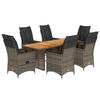 VidaXL Garden Dining Set and Cushions 7 Pcs Grey Rattan, Outdoor Dining Set, Dining Room Furniture 3276732
