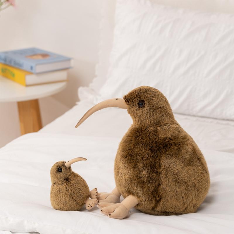 Cute Cartoon Kiwi Bird Plush Toy Fluffy Brown Feathers Kawaii New Zealand Plushie Adorable Flightless Bird Gift for Kids Animal